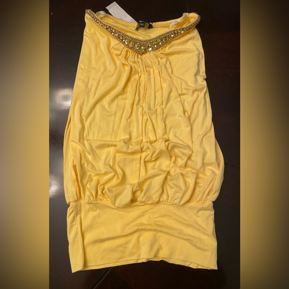 NWT Sky Strapless Yellow & Gold Blouse - Picture 1 of 8